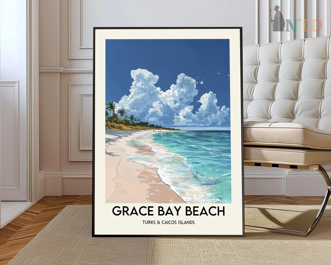 Grace Bay Beach Travel Poster, Turks And Caicos