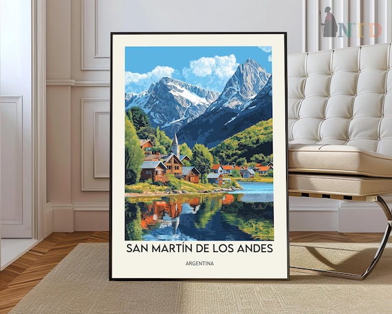 San Martin de los Andes Argentina Lake and Mountain Travel Poster