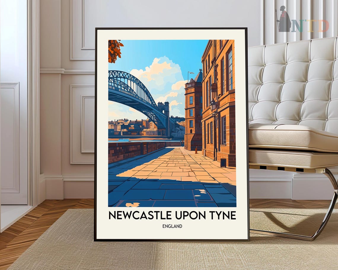 Newcastle Upon Tyne England Tyne Bridge Quayside Travel Poster