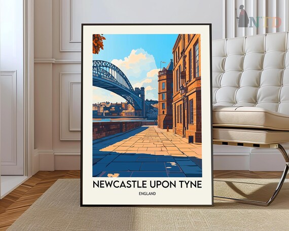 Newcastle Upon Tyne England Tyne Bridge Quayside Travel Poster