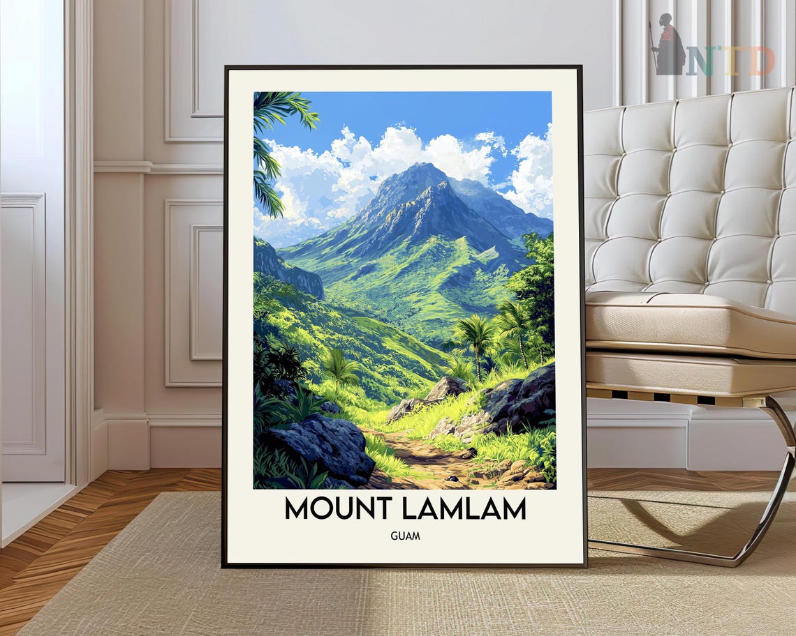 Mount Lamlam Guam Tropical Jungle Peak Palm Trail Island Travel Poster