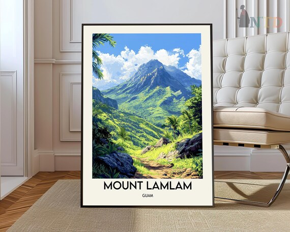 Mount Lamlam Guam Tropical Jungle Peak Palm Trail Island Travel Poster