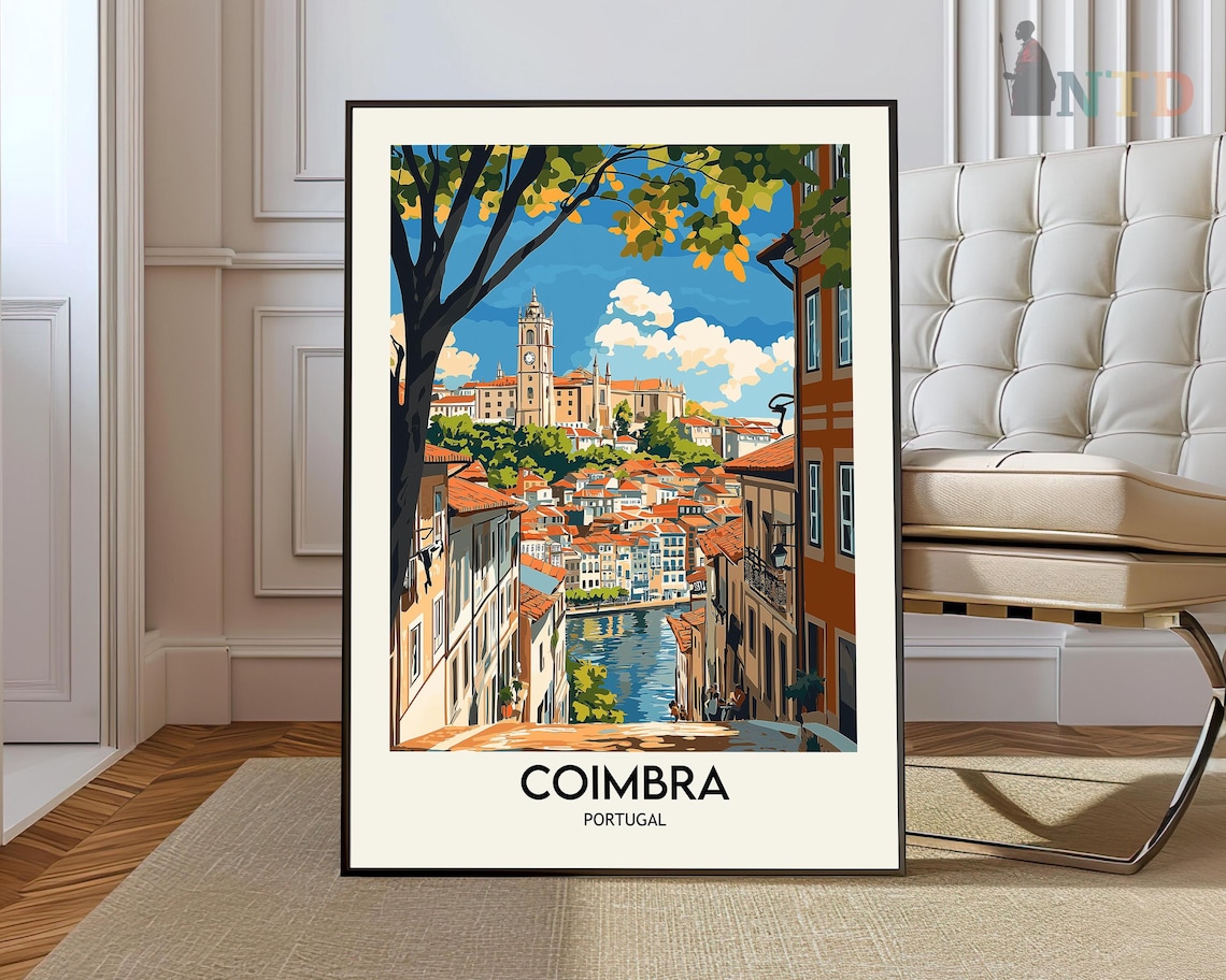 Coimbra Travel Poster Wall Art Print Photo Decor Portugal Map