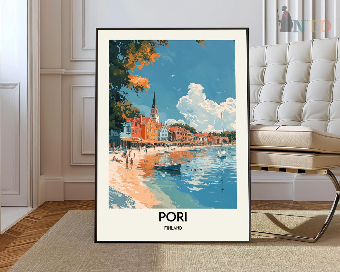 Pori Travel Poster, Finland City Map