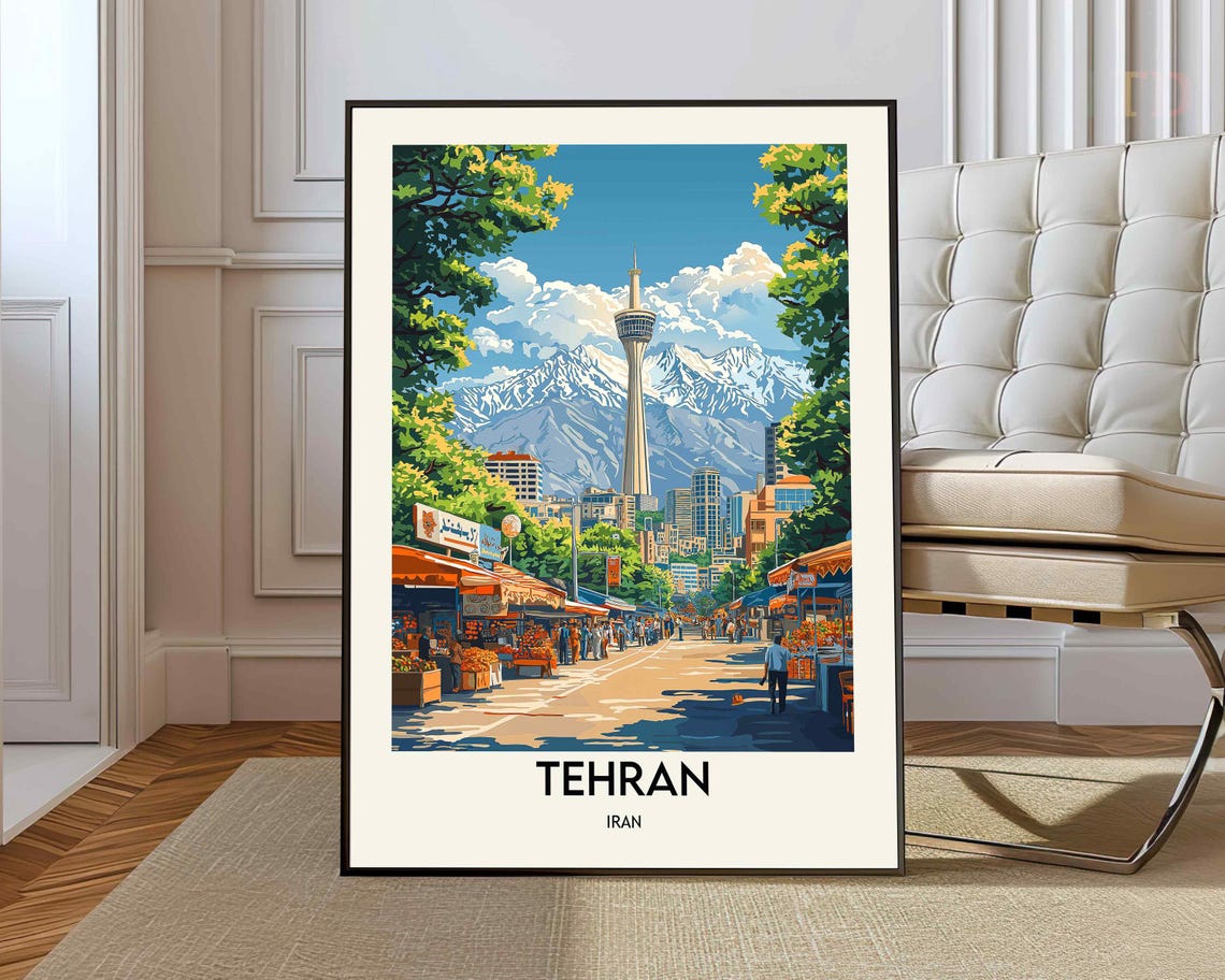 Tehran Iran Grand Bazaar Milad Tower Alborz Mountains Poster