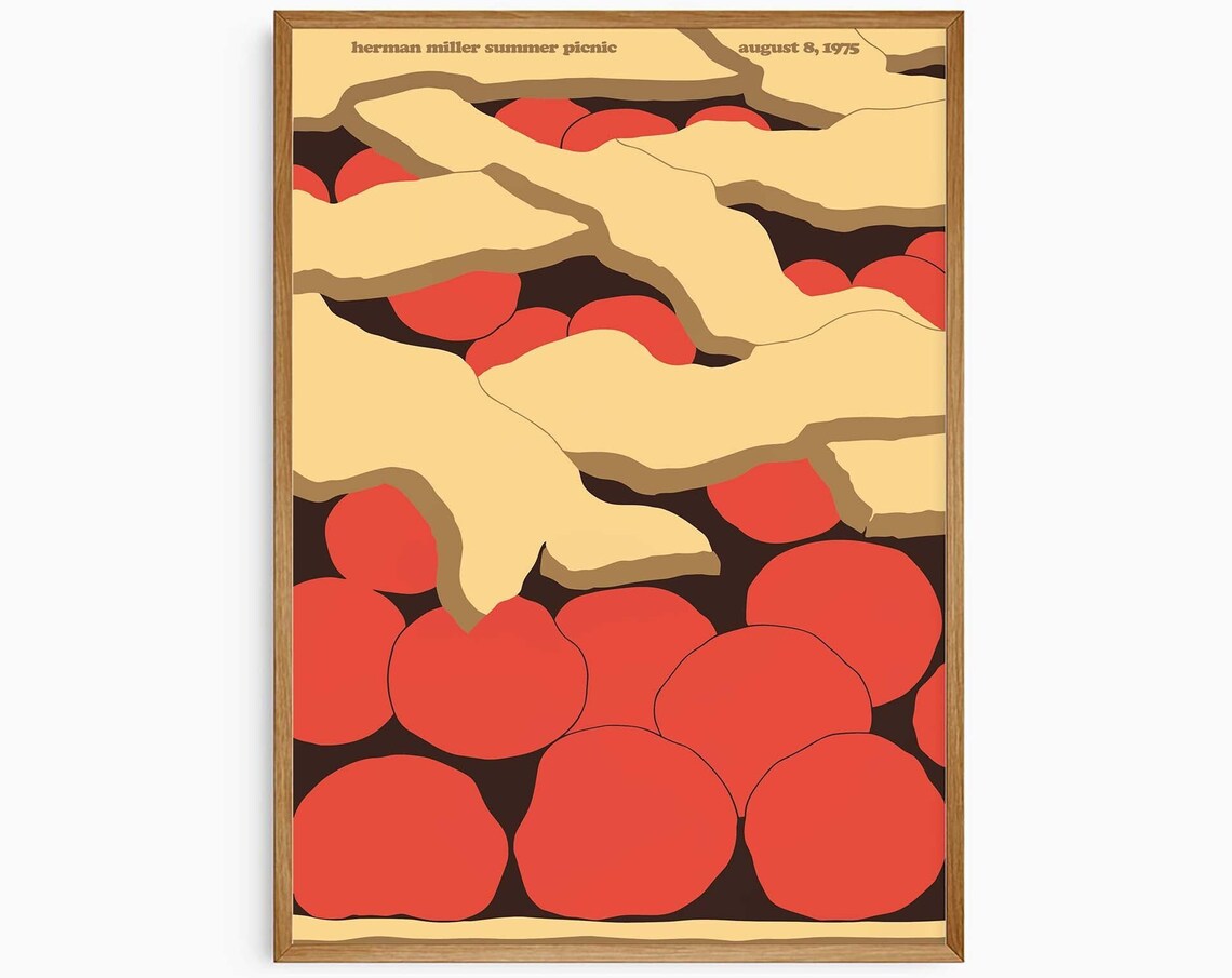 Herman Miller Summer Picnic 1975 Cherry Pie Lattice Retro Print