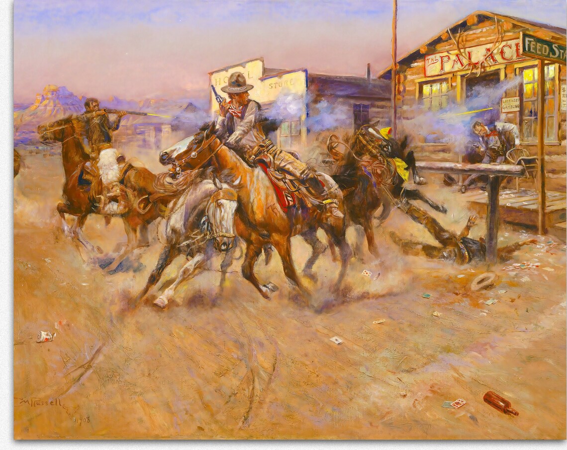 Charles Marion Russell Rodeo Painting, Wild West Art Print