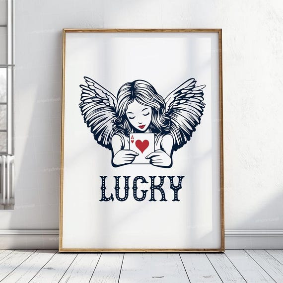 Lucky Girl Syndrome Ace Of Hearts Play Card Poster Preppy Dorm Decor Cute Wall 1 Art Funky Maximalist Trendy Retro Print