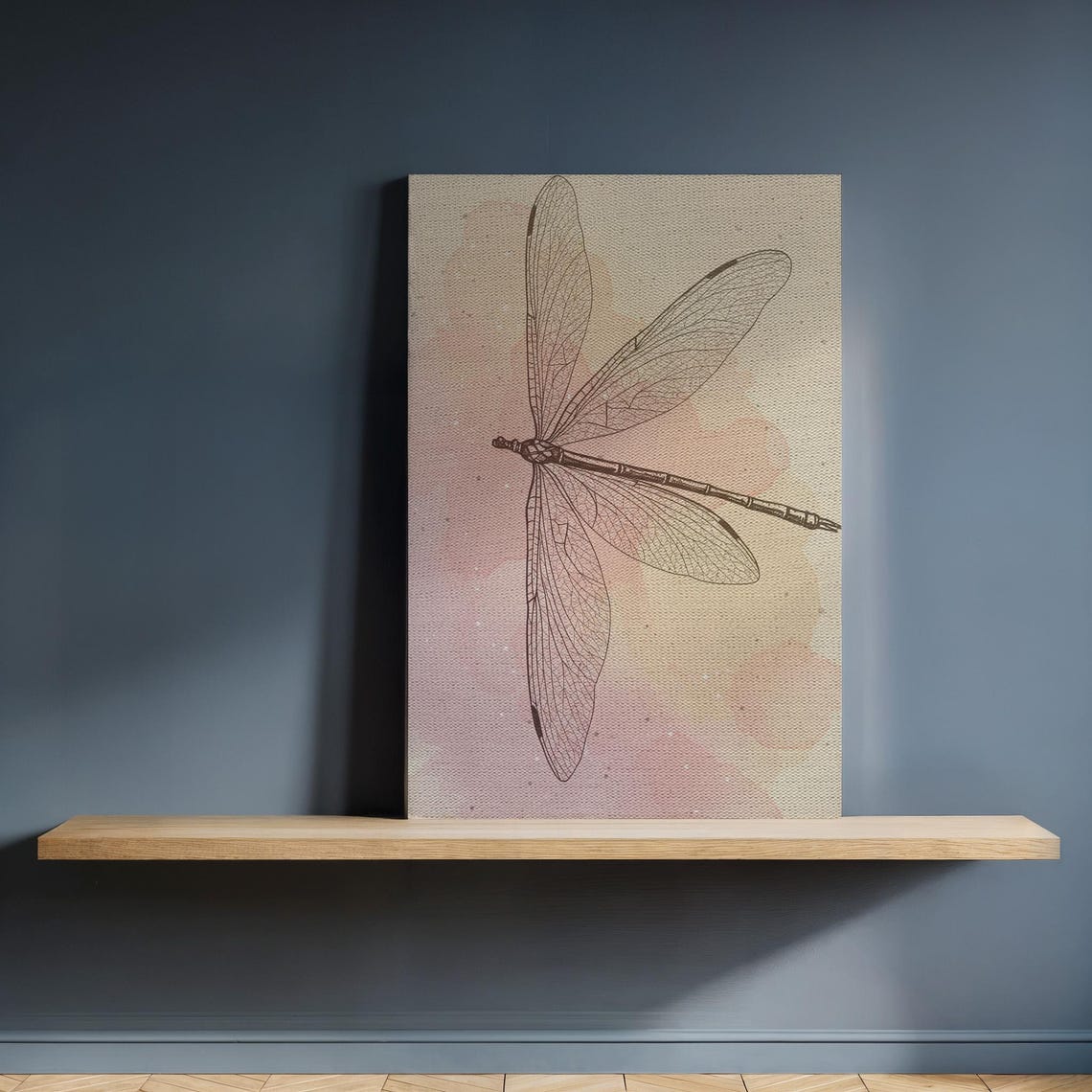 Dragonfly Pink Watercolor Background Nature Insect Art Print
