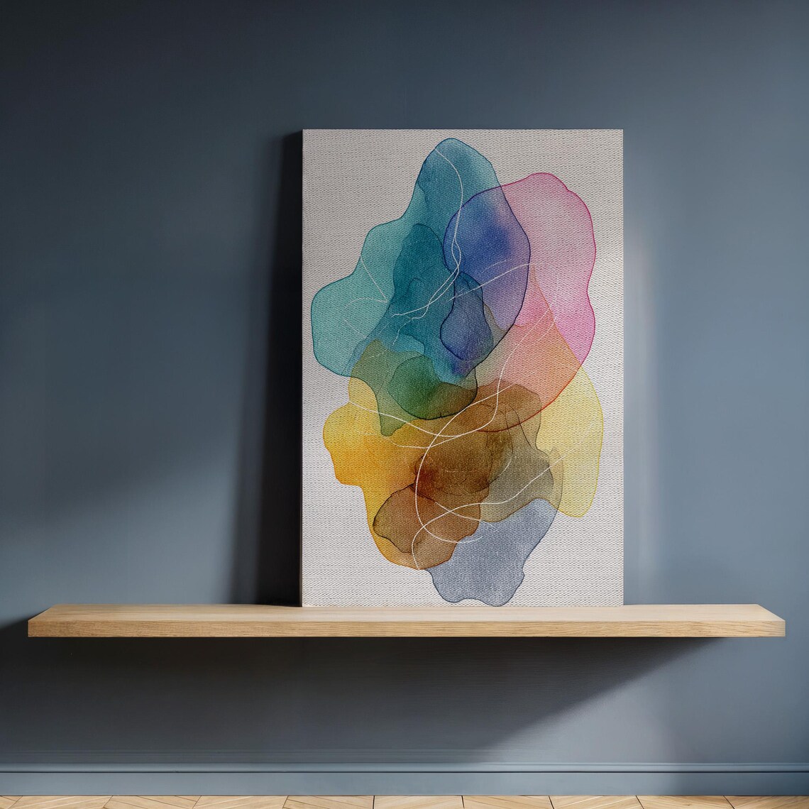 Abstract Watercolor Shapes Modern Minimalist Colorful Wall Art