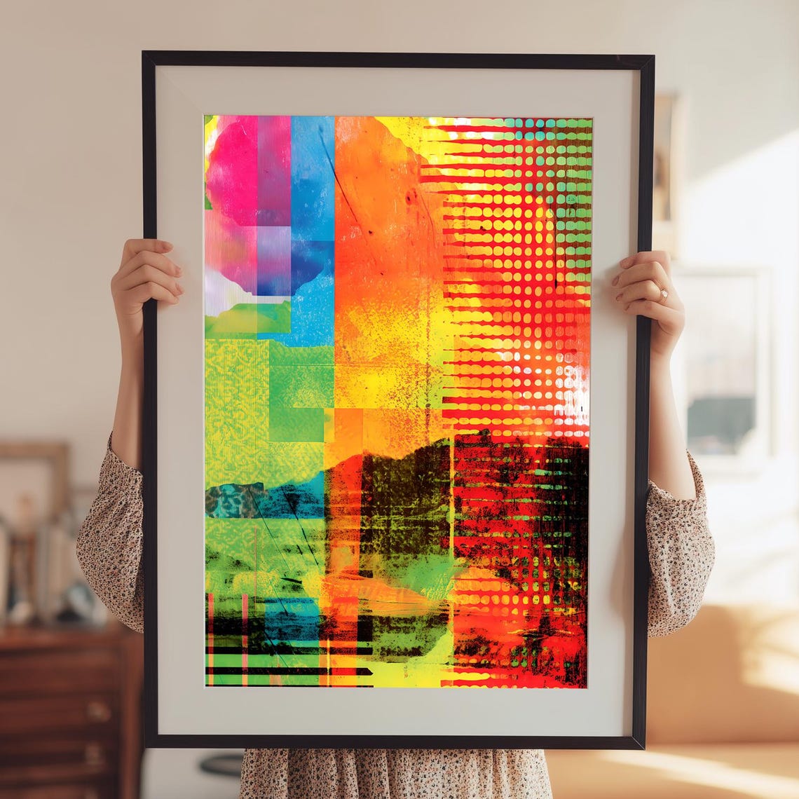 Abstract Error Colorful Glitch Collage Bold Modern Art Poster