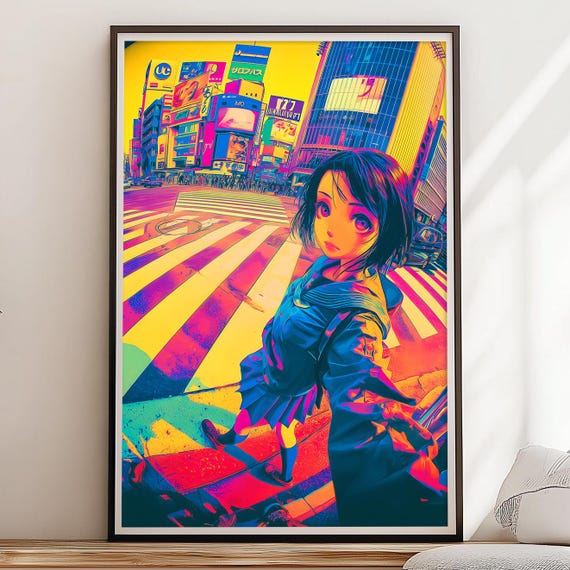Selfie Art Print Instant Wall Illustration Manga Style Anime