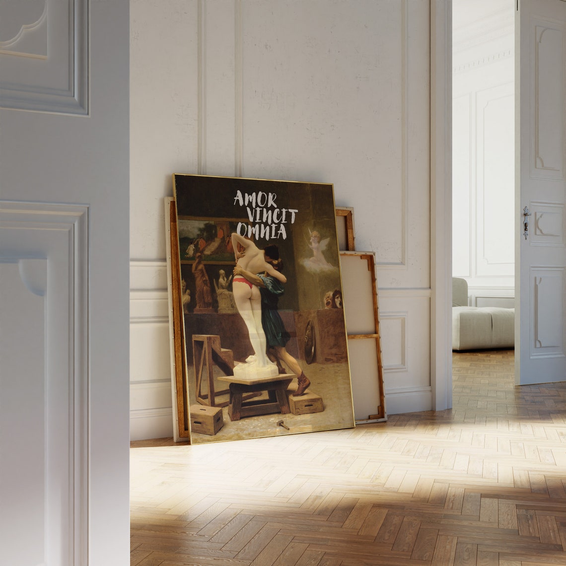 Amor Vincit Omnia Sculptor Embracing Statue Classical Art Poster - Image 2