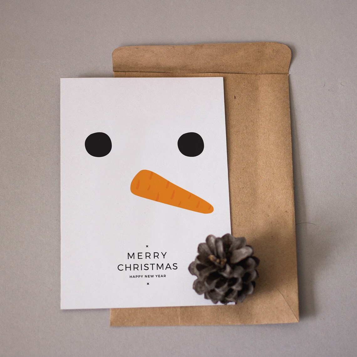 Snowman Face Merry Christmas Happy New Year Minimal Card Art Print - Image 2