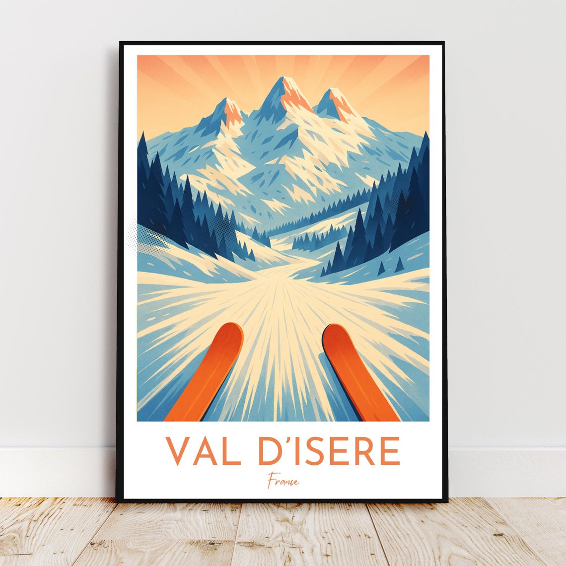 Travel Wall Art Val Disre Savoie France Europe Mountains Alps Skiing Winter Sports Modern Poster Gift Print