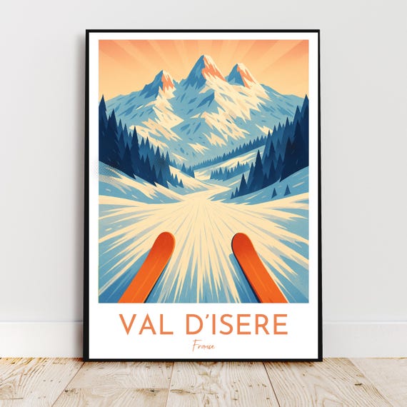 Travel Wall Art Val Disre Savoie France Europe Mountains Alps Skiing Winter Sports Modern Poster Gift Print
