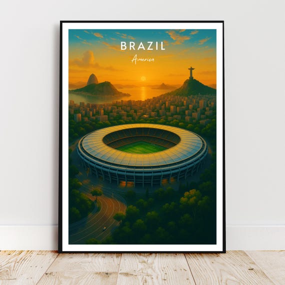 Travel Wall Art Brazil America Maracana Stadium Football Rio De Janeiro Modern Poster Gift Print