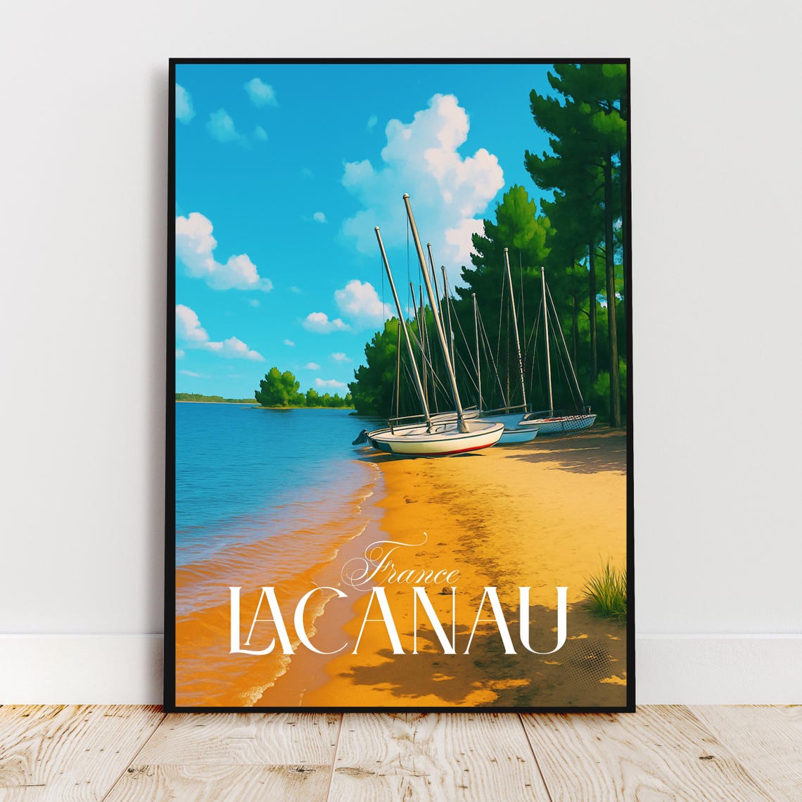Travel Wall Art Lacanau Gironde France Europe Lake Boats Modern Poster Gift Print