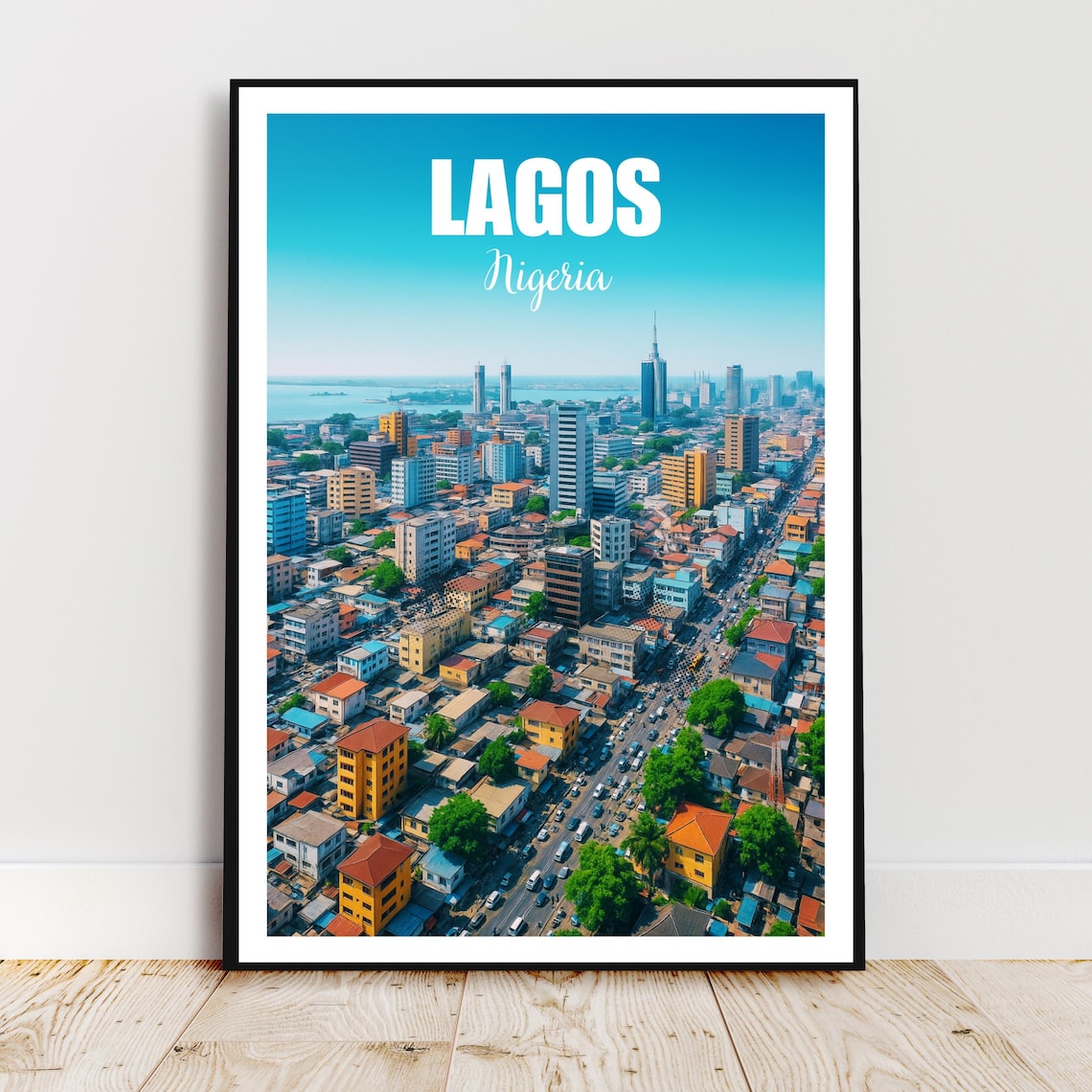 Lagos Nigeria Aerial Cityscape Modern Skyline Travel Souvenir Poster
