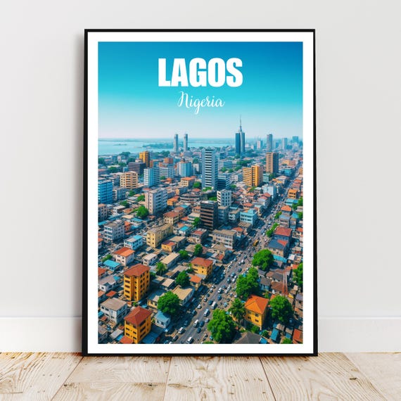 Travel Wall Poster Lagos Nigeria Africa Atlantic Ocean Gulf Of Guinea Modern Art Gift Print