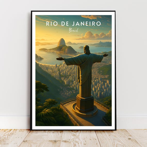 Travel Wall Art Rio De Janeiro Brazil America Corcovado Modern Poster Gift Print