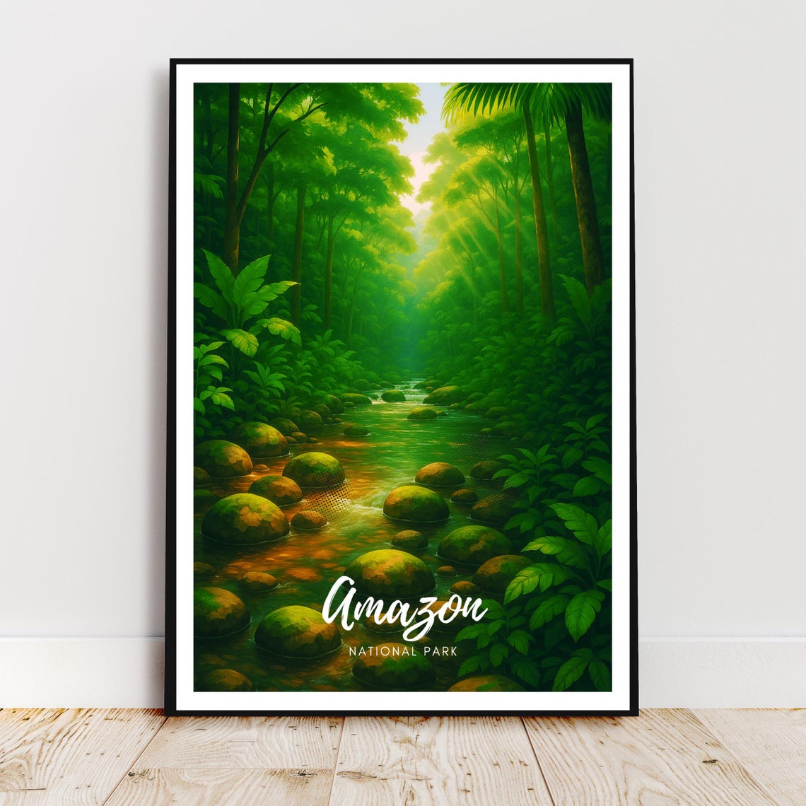 Amazon Rainforest Stream National Park Green Jungle Travel Poster