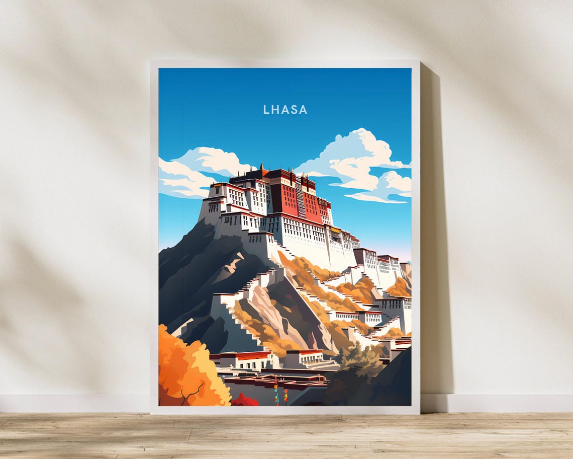 Lhasa Tibet Iconic Potala Palace on the Hill Blue Sky Poster