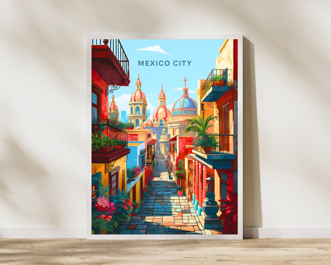 Mexico City Travel Print Poster Wall Art Vintage Decor