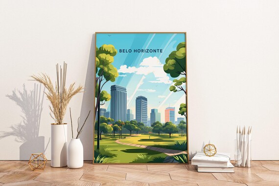 Belo Horizonte Brazil Travel Print Poster Wall Art Vintage Tra