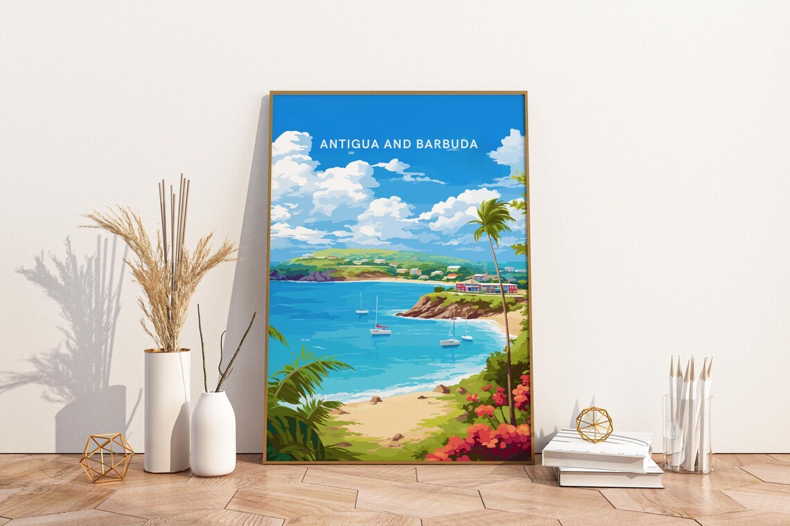 Antigua And Barbuda Caribbean Travel Print Poster Wall Art Po