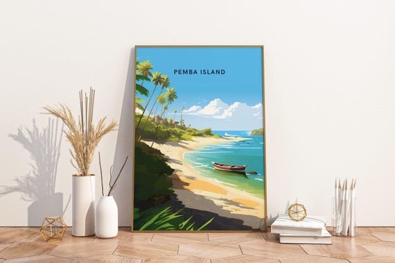 Pemba Island Tanzania Travel Print Poster Wall Art Vintage Tra