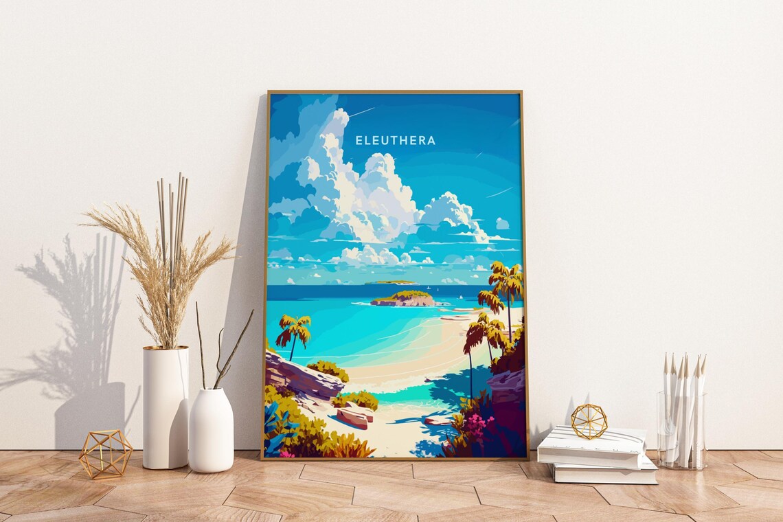 Eleuthera Bahamas Travel Print Poster Wall Art Vintage Deco