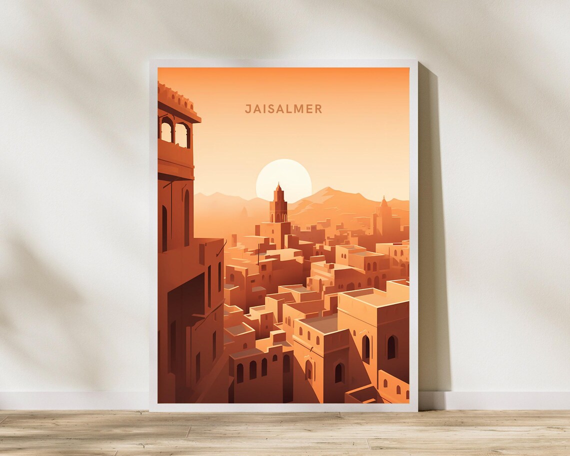 Jaisalmer India Golden Desert City Sunset Sandstone Art Poster