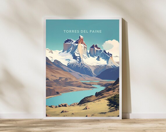 Torres Del Paine Chile Travel Print Poster Wall Art Vintage T