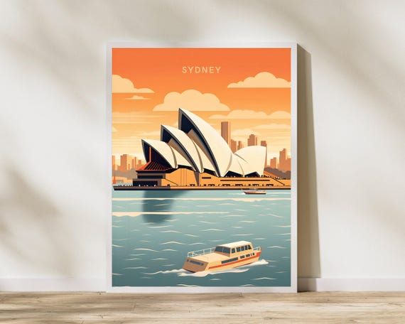 Sydney Opera House Australia Travel Poster Artwork Wall Art Print