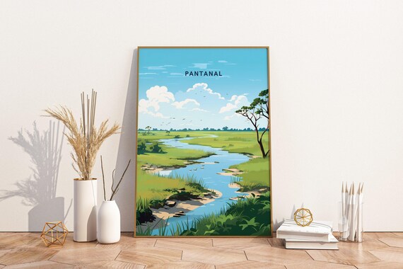 Pantanal Brazil Travel Poster Print Wall Art Vintage Decor