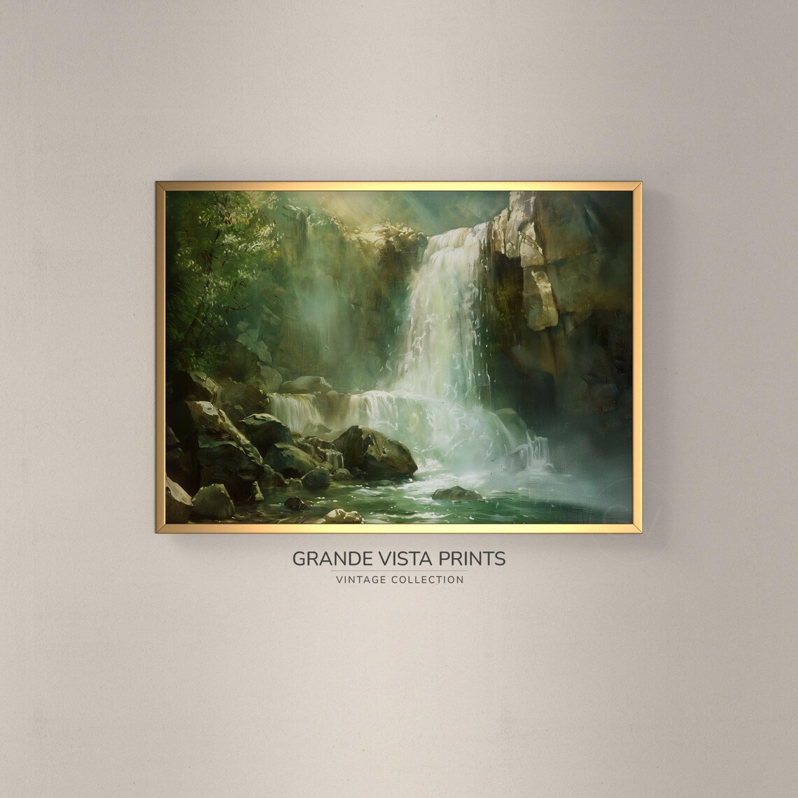 Waterfall Painting Forest Waterfall Artwork Forest Falls Wall Art Gv4800