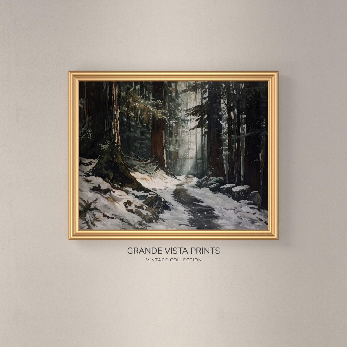 Winter Forest Trail Landscape Painting - Image 3