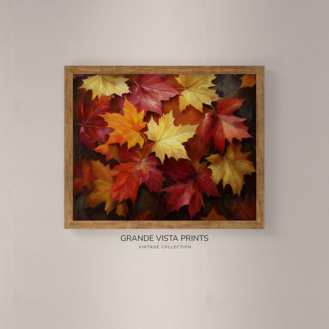 Colorful Maple Leaves Rich Red Orange Fall Foliage Painting Poster - Image 4