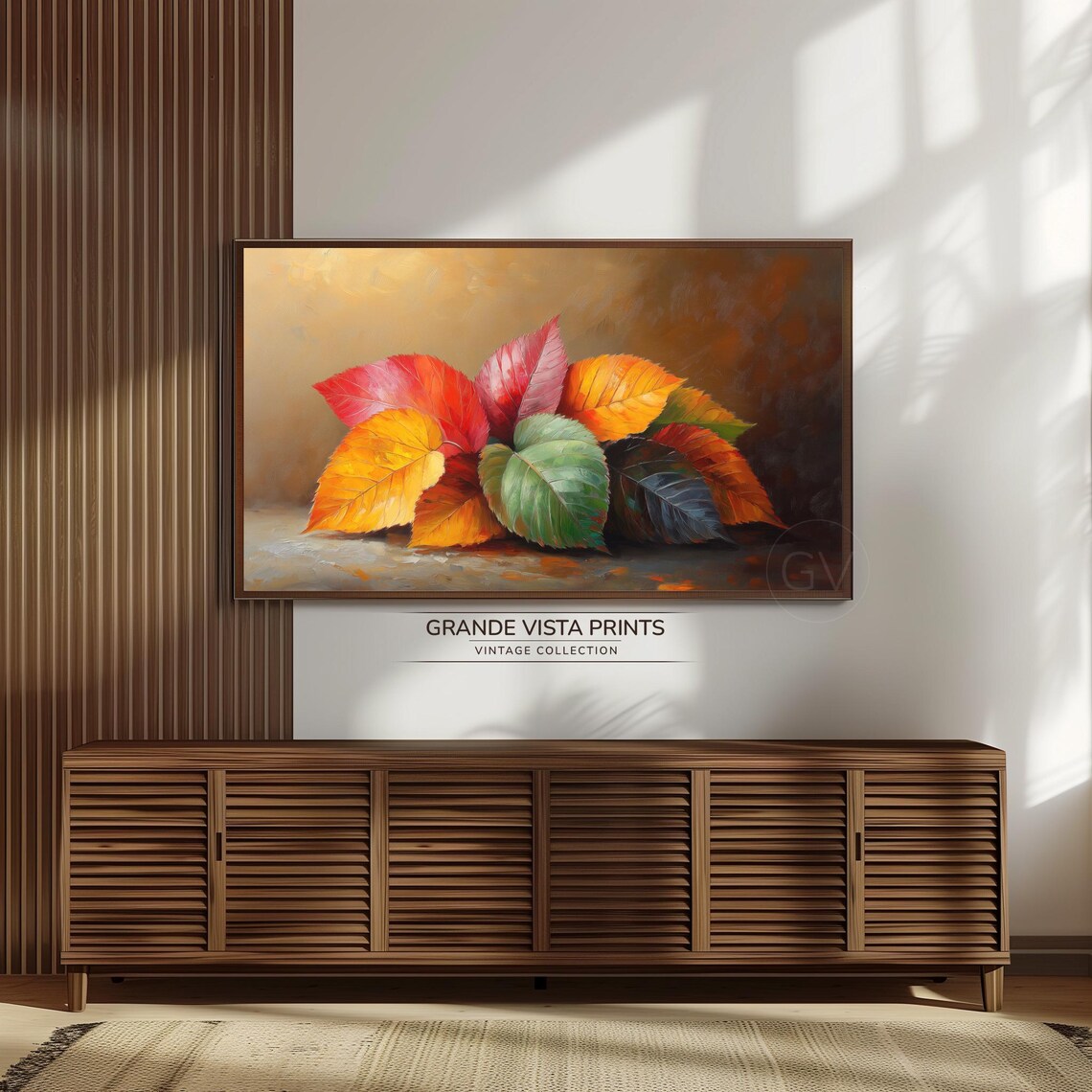 Autumn Leaves Still Life Colorful Red Orange Bouquet Painting Poster - Image 3