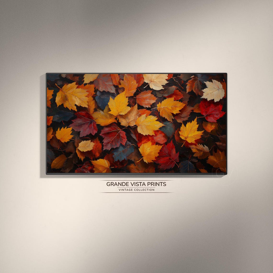 Dense Maple Leaves Pile Colorful Autumn Fall Foliage Painting Poster
