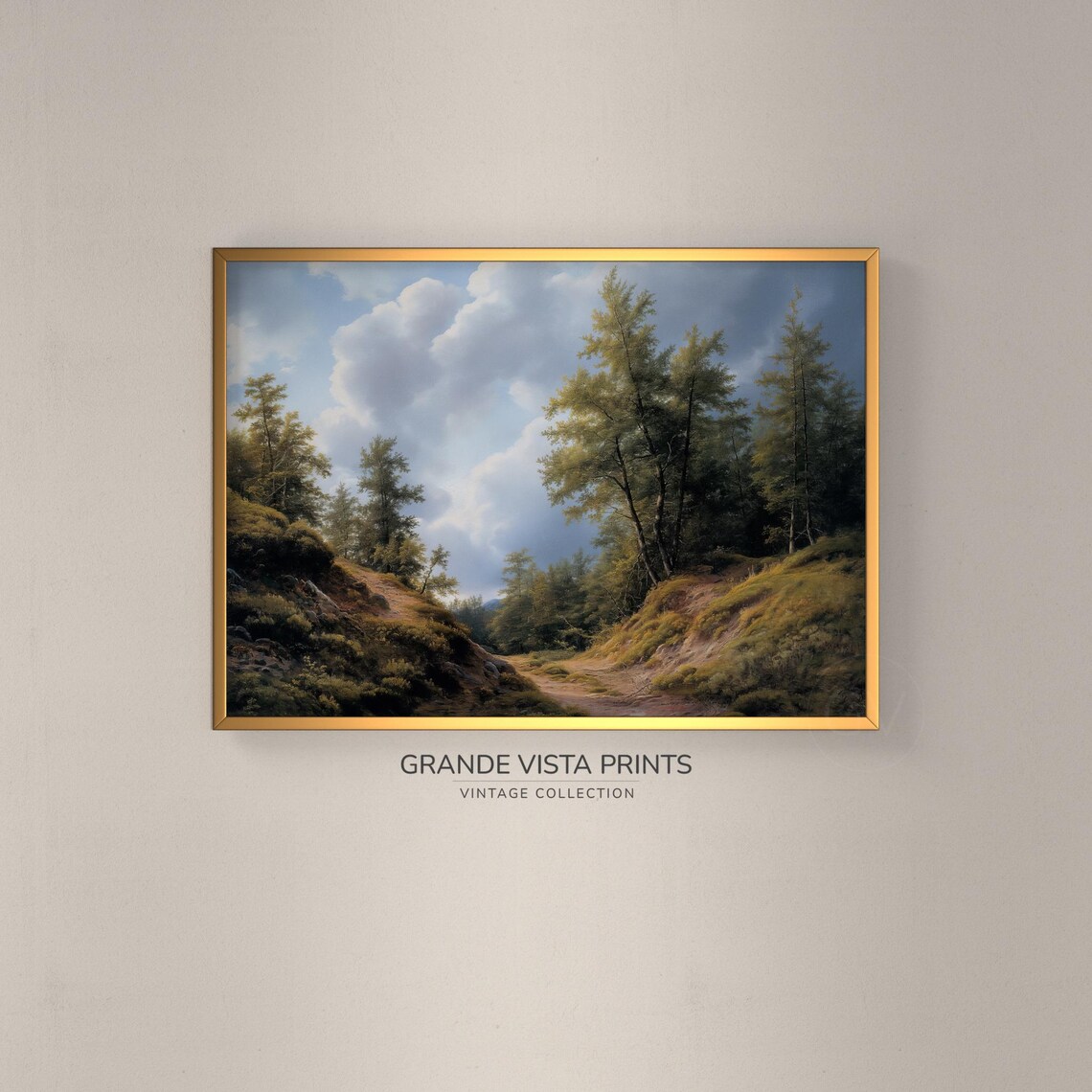 Nature Trail Landscape Painting, Forest Path