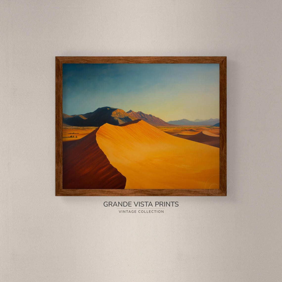 Burnt Orange Desert Sand Dune Sunset Mountains Teal Sky Travel Poster - Image 4