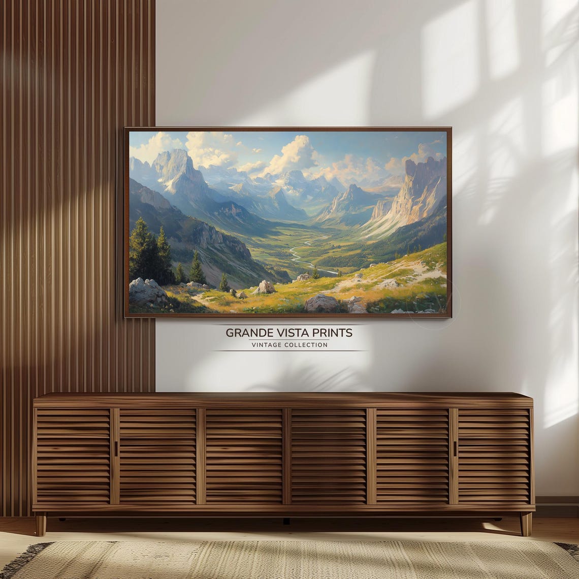 Spring Valley Frame Tv Art Landscape Painting Mountain View Landscape Frame Tv Art River Valley Frame Tv Artwork Gv4191 - Image 3