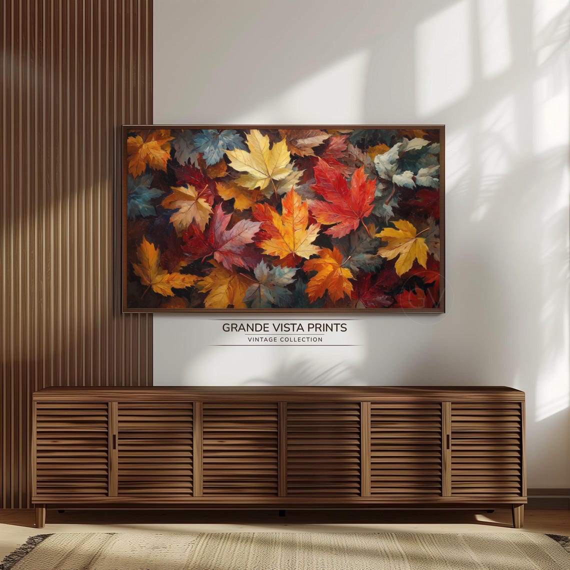 Maple Leaves Pile Dark Moody Autumn Fall Foliage Painting Poster - Image 3