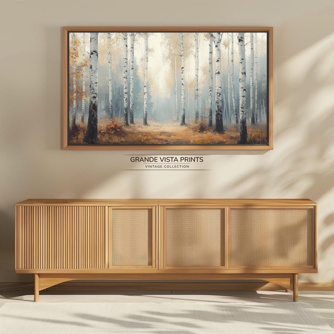 Pale Misty Birch Forest Soft Beige Minimal Autumn Vintage Poster - Image 4