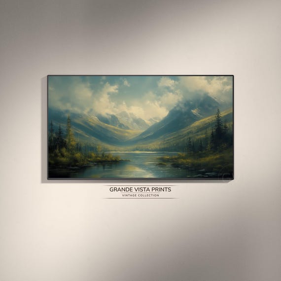 Moody Mountain Lake Frame Tv Art Landscape Home Decor Gv4080