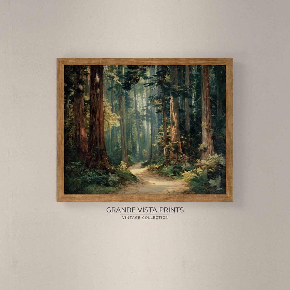 Redwood Forest Path Art Print, Woodland Landscape - Image 4