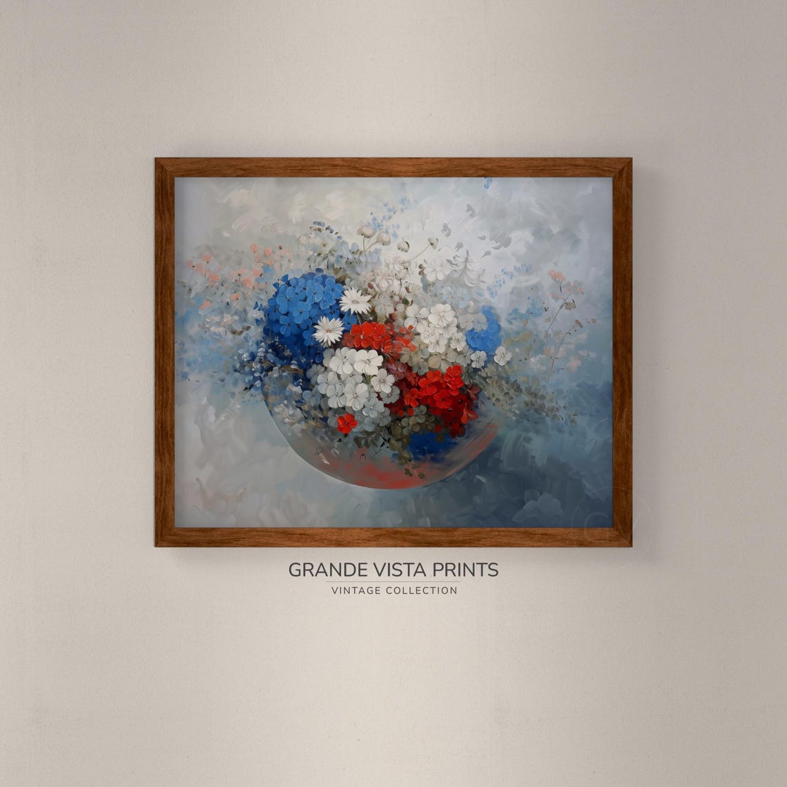 Blue Hydrangea White Red Flowers Glass Bowl Cool Blue Floral Poster - Image 4