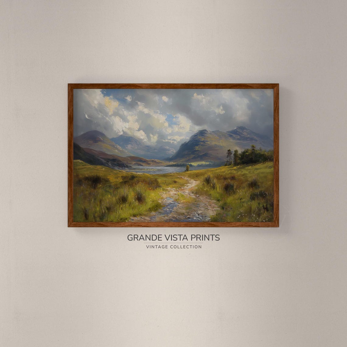 Moody Highland Valley Moor Stream Dramatic Cloud Mountains Poster - Image 2